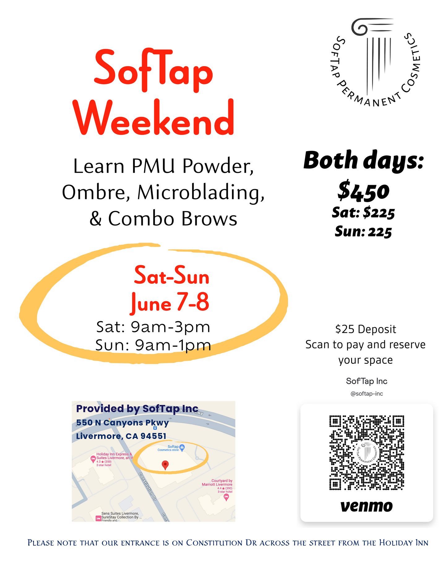 SofTap Weekend Workshops (Saturday/Sunday 6/7-6/8)