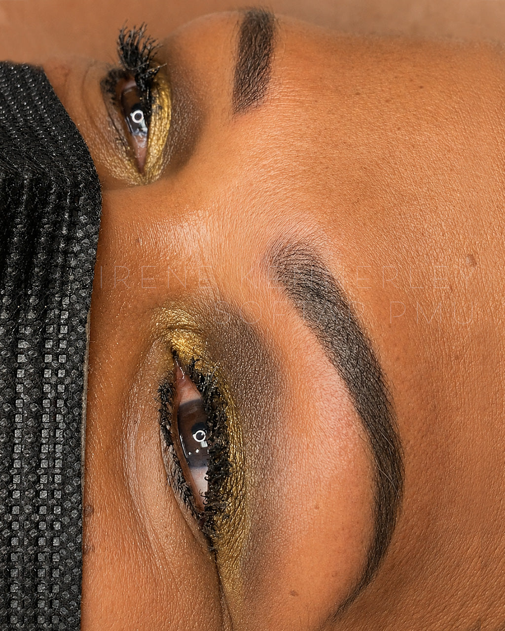 Close-up of softap permanent makeup dark combo powder nano micro hairstroke brows