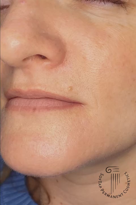softap permanent makeup hand tapped lip blush tattoo before and after on light skin