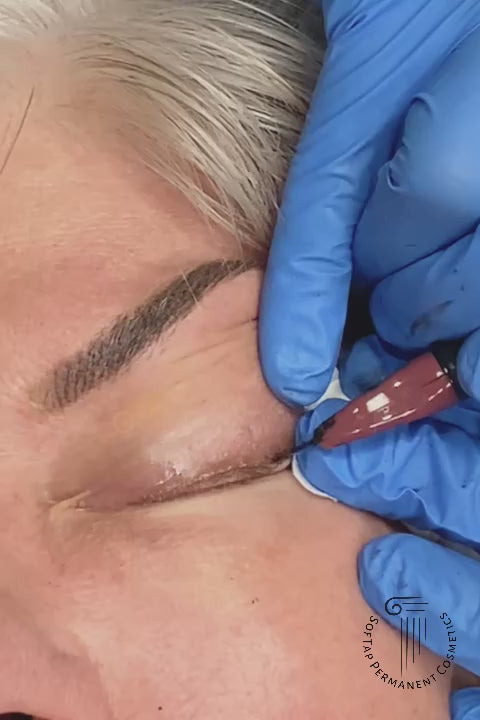 softap permanent makeup hand tapped shaded eyeliner tattoo on mature skin