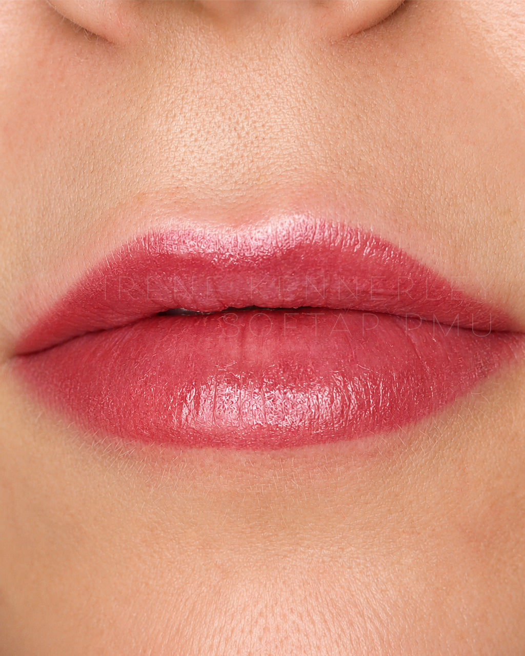Close-up of softap permanent makeup bright lip blush
