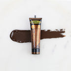 SofTap permanent makeup pigment German Chocolate tube with color swatch on marble background