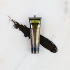 SofTap permanent makeup pigment Mahogany tube with color swatch on marble background