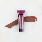 SofTap permanent makeup pigment Toffee Treat tube with color swatch on marble background